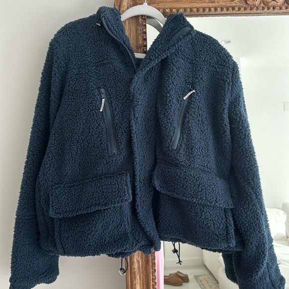 My Mum Made It Navy Fuzzy Jacket. Size Small - Picture 1 of 2